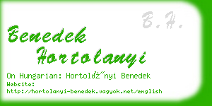 benedek hortolanyi business card